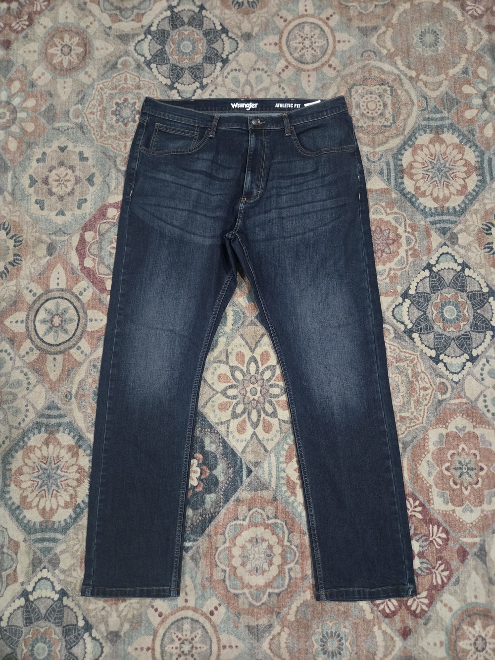 Wrangler Men's 38x32 Dark Blue Athletic Fit Jeans